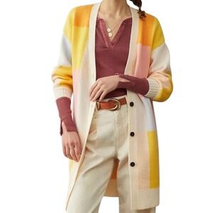 Anthropologie Amadi Lexi Oversized Colorblock Cardigan Womens XS Knit Sweater